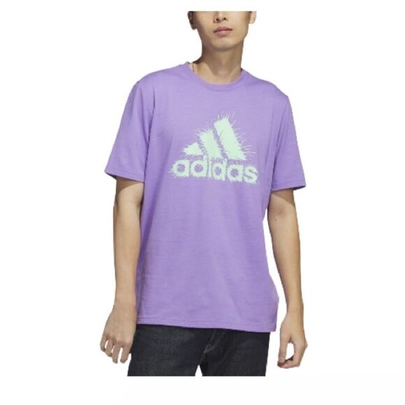 adidas Men's Short Sleeve Logo Graphic T Shirt Purple Size L - Picture 1 of 6